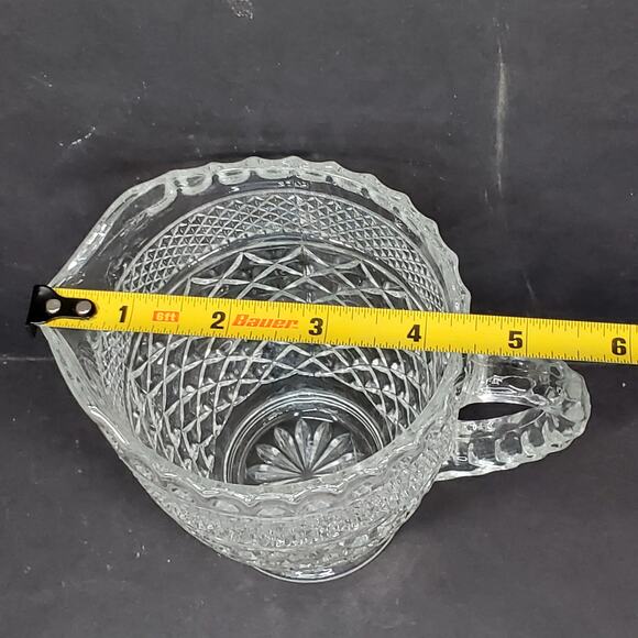 Vtg Anchor Hocking Wexford Diammond Cut Juice Pitcher MCM Tableware - Picture 3 of 9